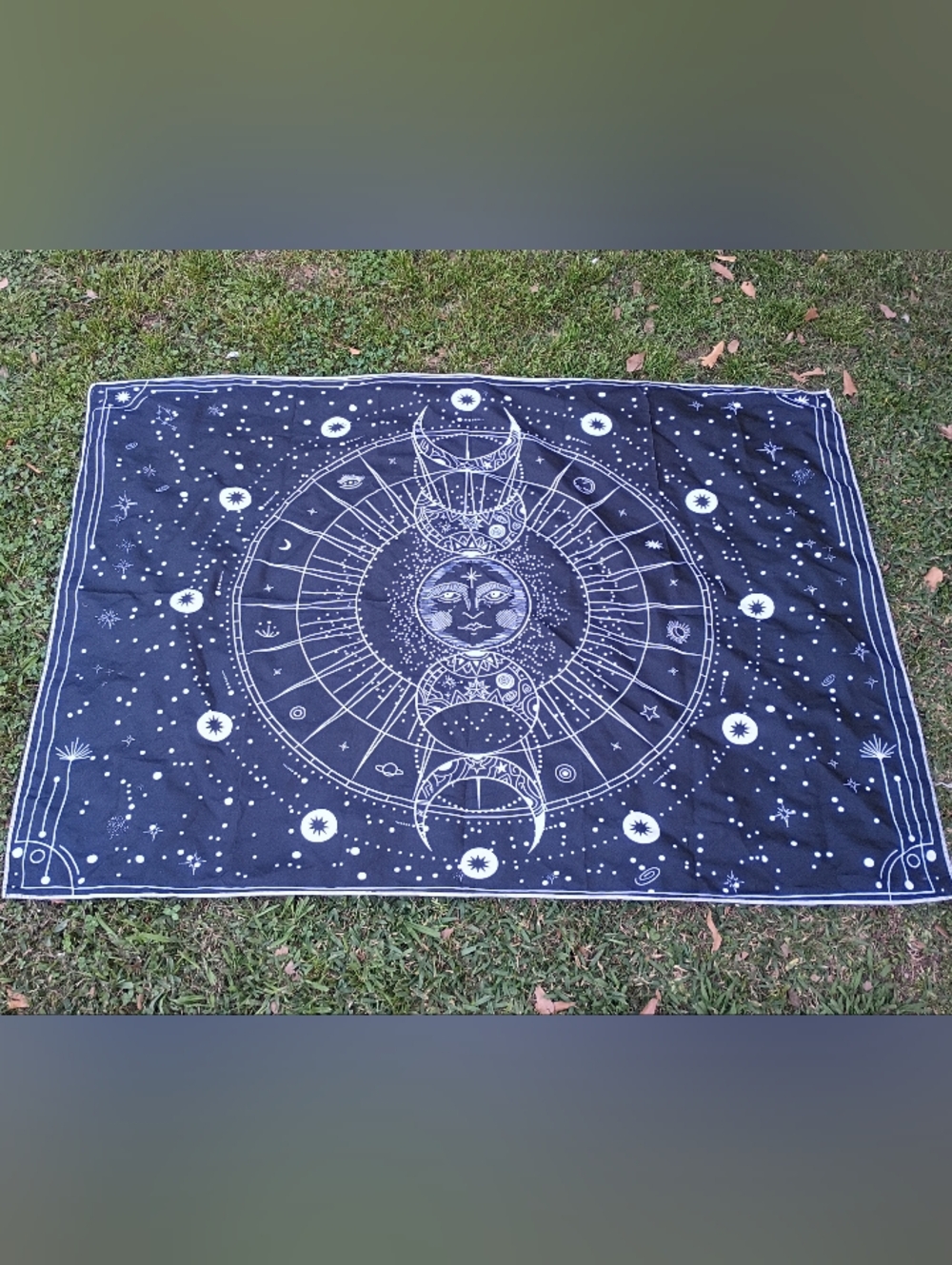 2/$20 Celestial Moon & Zodiac Tapestry - Black and White